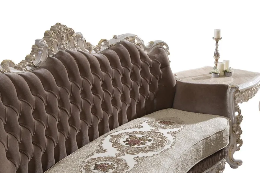 Casa Padrino Luxus Barock Wohnzimmer Set Braun / Beige / Weiß / Gold - 2 Sofas & 2 Sessel & 1 Couchtisch - Edle Barock Wohnzimmer Möbel