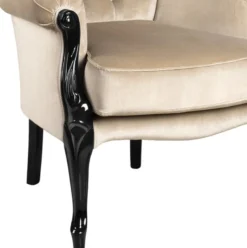 Casa Padrino Luxus Barock Wohnzimmer Sessel Beige / Schwarz - Handgefertigter Barockstil Sessel - Luxus Wohnzimmer Möbel im Barockstil - Barock Möbel