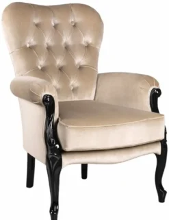 Casa Padrino Luxus Barock Wohnzimmer Sessel Beige / Schwarz - Handgefertigter Barockstil Sessel - Luxus Wohnzimmer Möbel im Barockstil - Barock Möbel