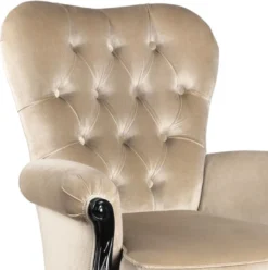 Casa Padrino Luxus Barock Wohnzimmer Sessel Beige / Schwarz - Handgefertigter Barockstil Sessel - Luxus Wohnzimmer Möbel im Barockstil - Barock Möbel