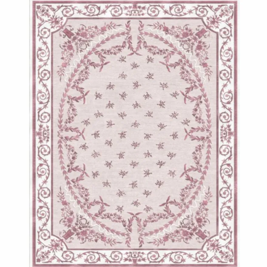 Casa Padrino Luxus Barock Wollteppich Pink / Weiß - Verschiedene Größen