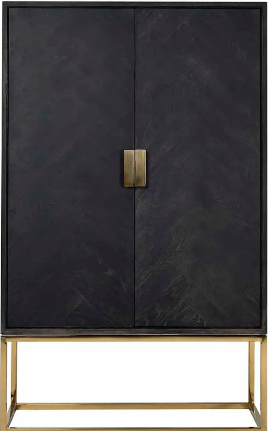 Casa Padrino Luxus Barschrank Schwarz / Gold 108 x 45 x H. 175 cm - Massivholz Schrank mit 2 Türen - Wohnzimmer Möbel - Bar Möbel - Hotel Möbel - Luxus Kollektion