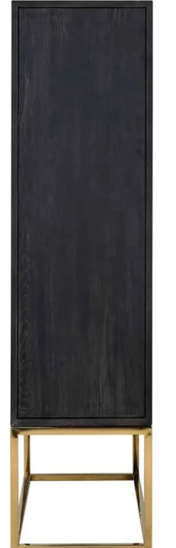 Casa Padrino Luxus Barschrank Schwarz / Gold 108 x 45 x H. 175 cm - Massivholz Schrank mit 2 Türen - Wohnzimmer Möbel - Bar Möbel - Hotel Möbel - Luxus Kollektion