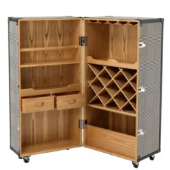 Casa Padrino Luxus Bar Schrank im Vintage Koffer Design Schwarz / Weiß - 88 x 88 x H. 122 cm - Art Deco Barock Kofferschrank
