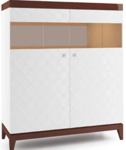 Casa Padrino Luxus Barschrank mit 2 Türen Weiß / Hochglanz Braun 111,2 x 45 x H. 132,8 cm - Luxus Kollektion