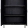 Casa Padrino Luxus Barschrank Schwarz / Silber 108 x 45 x H. 175 cm - Massivholz Schrank mit 2 Türen - Wohnzimmer Möbel - Bar Möbel - Hotel Möbel - Luxus Kollektion