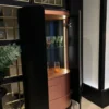 Casa Padrino Luxus Barschrank Schwarz / Kupfer 80 x 50 x H. 165 cm - Beleuchteter Massivholz Weinschrank mit 2 Türen - Wohnzimmer Möbel - Bar Möbel - Hotel Möbel - Luxus Kollektion