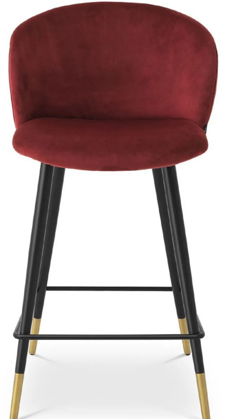 Casa Padrino Luxus Barstuhl Bordeauxrot / Schwarz / Gold 50,5 x 54 x H. 92,5 cm - Luxus Barhocker mit Rückenlehne und edlem Samstoff - Luxus Bar Möbels