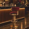 Casa Padrino Luxus Barstuhl Bordeauxrot / Messing H. 96 cm - Bar Möbel - Hotel Möbel - Luxus Möbel
