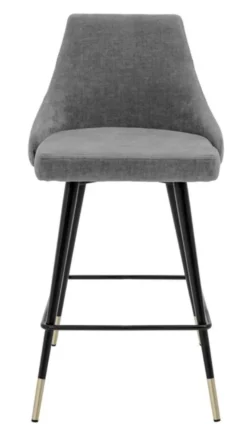 Casa Padrino Luxus Barstuhl Barhocker in Grau und Schwarz mit Messing Akzenten 47 x 52 x H. 91 cm