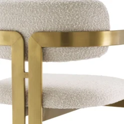 Casa Padrino Luxus Barstuhl Creme / Messing 53 x 44,5 x H. 107 cm - Gepolsterter Edelstahl Barhocker - Luxus Barmöbel