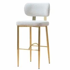 Casa Padrino Luxus Barstuhl 6er Set Weiß / Gold H. 107 cm - Bar Möbel