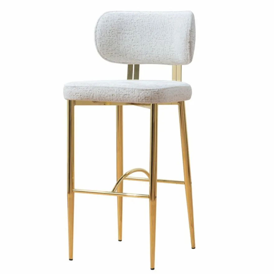 Casa Padrino Luxus Barstuhl 6er Set Weiß / Gold H. 107 cm - Bar Möbel