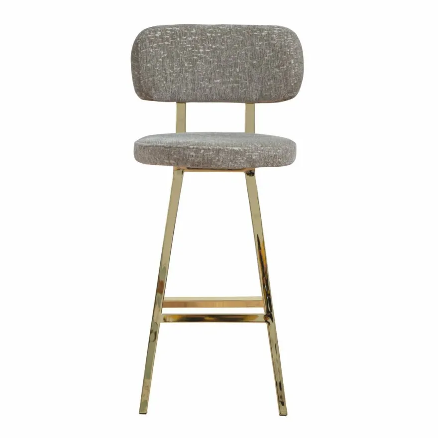 Casa Padrino Luxus Barstuhl 6er Set Grau / Gold H. 106 cm - Bar Möbel