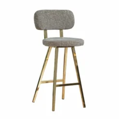 Casa Padrino Luxus Barstuhl 6er Set Grau / Gold H. 106 cm - Bar Möbel