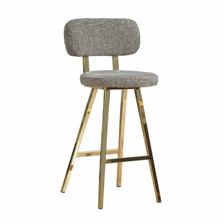 Casa Padrino Luxus Barstuhl 6er Set Grau / Gold H. 106 cm - Bar Möbel