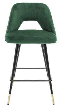 Casa Padrino Luxus Barstuhl Grün / Schwarz 50 x 50 x H. 90 cm - Luxus Barhocker mit Rückenlehne