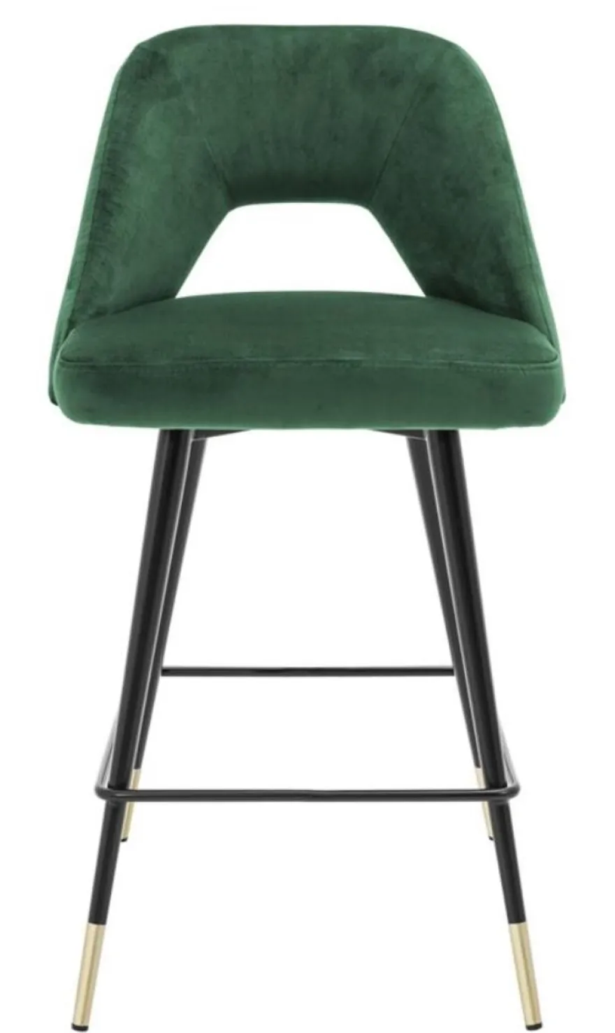 Casa Padrino Luxus Barstuhl Grün / Schwarz 50 x 50 x H. 90 cm - Luxus Barhocker mit Rückenlehne