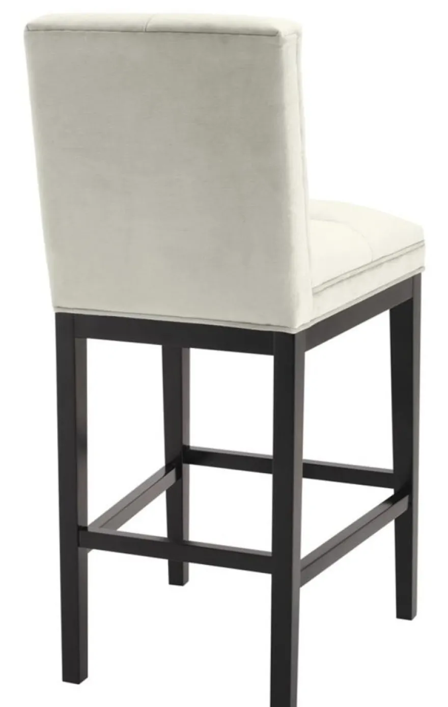 Casa Padrino Luxus Barstuhl Hellgrau / Schwarz 51 x 63 x H. 110 cm - Hotel Restaurant Club Möbel