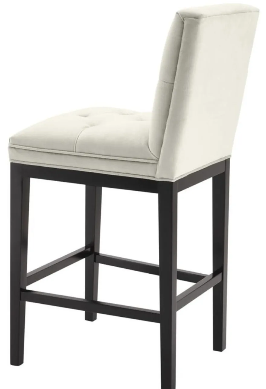 Casa Padrino Luxus Barstuhl Hellgrau / Schwarz 51 x 63 x H. 110 cm - Hotel Restaurant Club Möbel