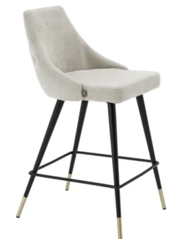 Casa Padrino Luxus Barstuhl im modernen Design Sandfarben und Schwarz 47 x 52 x H. 91 cm