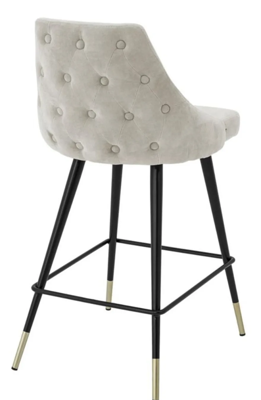 Casa Padrino Luxus Barstuhl im modernen Design Sandfarben und Schwarz 47 x 52 x H. 91 cm