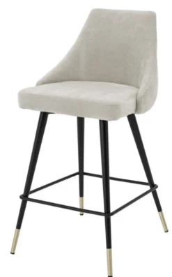 Casa Padrino Luxus Barstuhl im modernen Design Sandfarben und Schwarz 47 x 52 x H. 91 cm