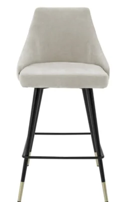 Casa Padrino Luxus Barstuhl im modernen Design Sandfarben und Schwarz 47 x 52 x H. 91 cm