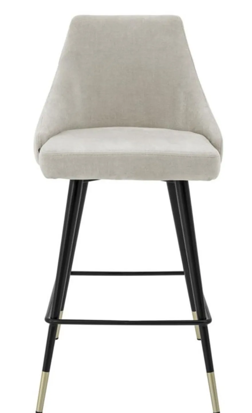 Casa Padrino Luxus Barstuhl im modernen Design Sandfarben und Schwarz 47 x 52 x H. 91 cm