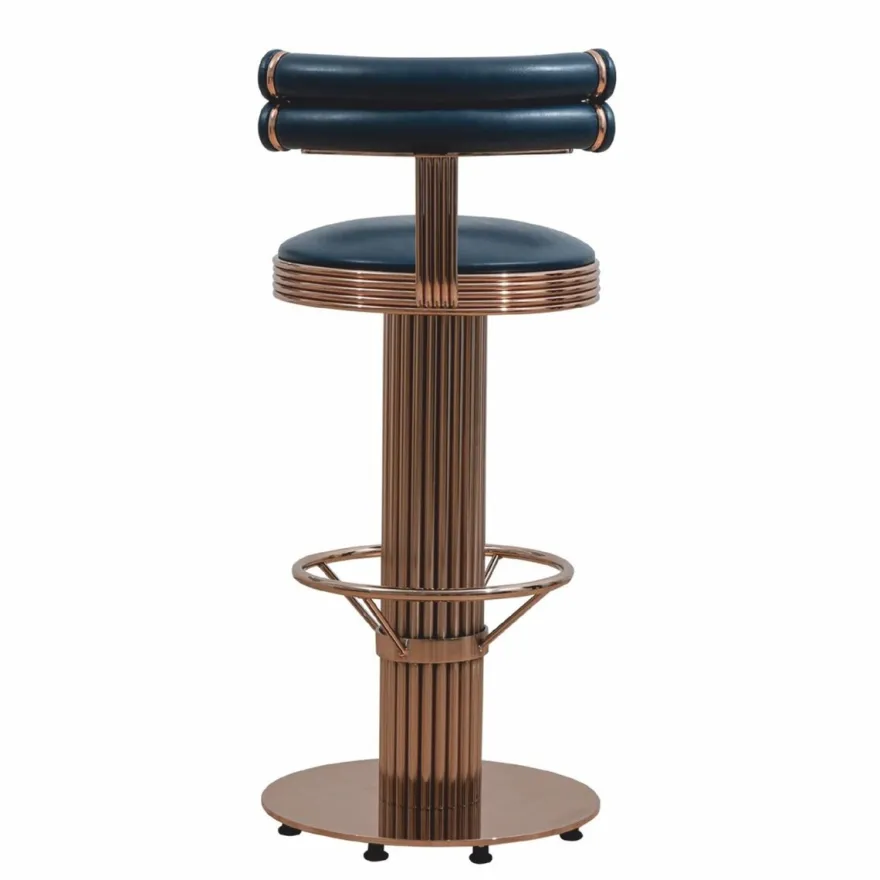 Casa Padrino Luxus Barstuhl Kupfer / Schwarz H. 96 cm