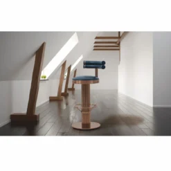 Casa Padrino Luxus Barstuhl Kupfer / Schwarz H. 96 cm