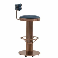 Casa Padrino Luxus Barstuhl Kupfer / Schwarz H. 96 cm