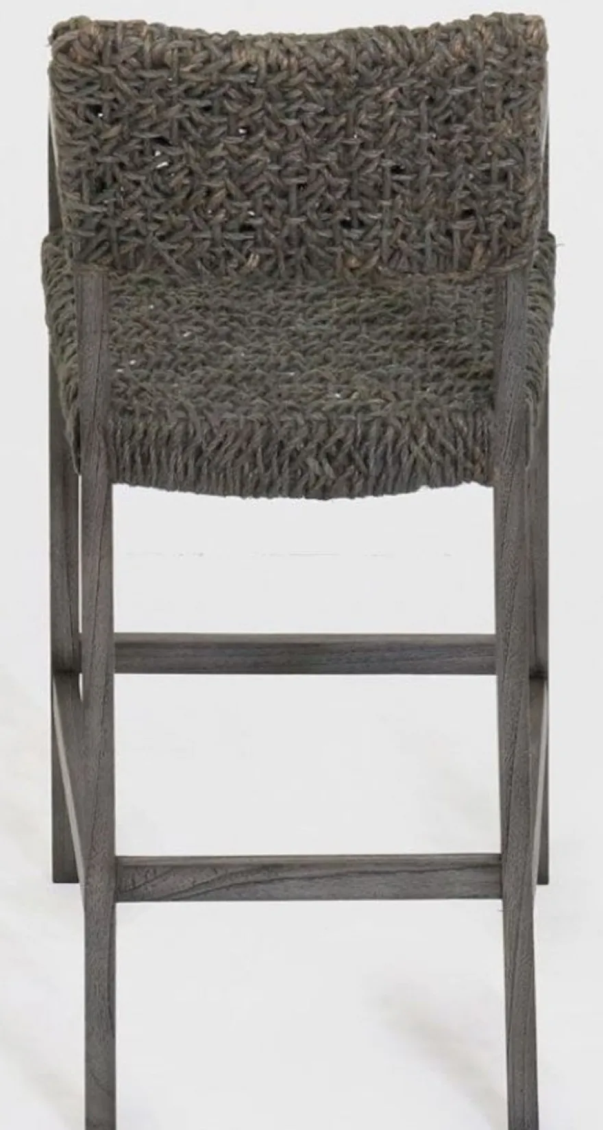 Casa Padrino Luxus Barstuhl mit Armlehnen Grau 55 x 64 x H. 114 cm - Massivholz Stuhl mit edlem Rattangeflecht - Luxus Massivholz Bar Möbel
