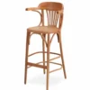 Casa Padrino Luxus Barstuhl mit Armlehnen Naturfarben H. 108 cm - Massivholz Bar Möbel
