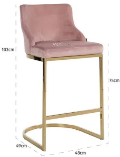 Casa Padrino Luxus Barstuhl Rosa / Gold 48 x 49 x H. 103 cm - Gepolsterter Barhocker mit edlem Samtstoff und Edelstahl Beinen - Luxus Barmöbel