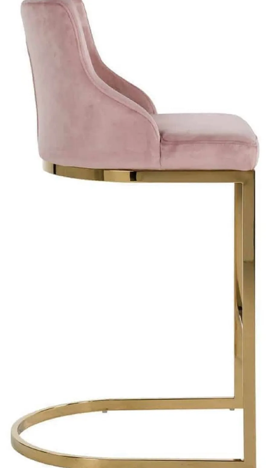 Casa Padrino Luxus Barstuhl Rosa / Gold 48 x 49 x H. 103 cm - Gepolsterter Barhocker mit edlem Samtstoff und Edelstahl Beinen - Luxus Barmöbel