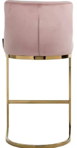 Casa Padrino Luxus Barstuhl Rosa / Gold 48 x 49 x H. 103 cm - Gepolsterter Barhocker mit edlem Samtstoff und Edelstahl Beinen - Luxus Barmöbel