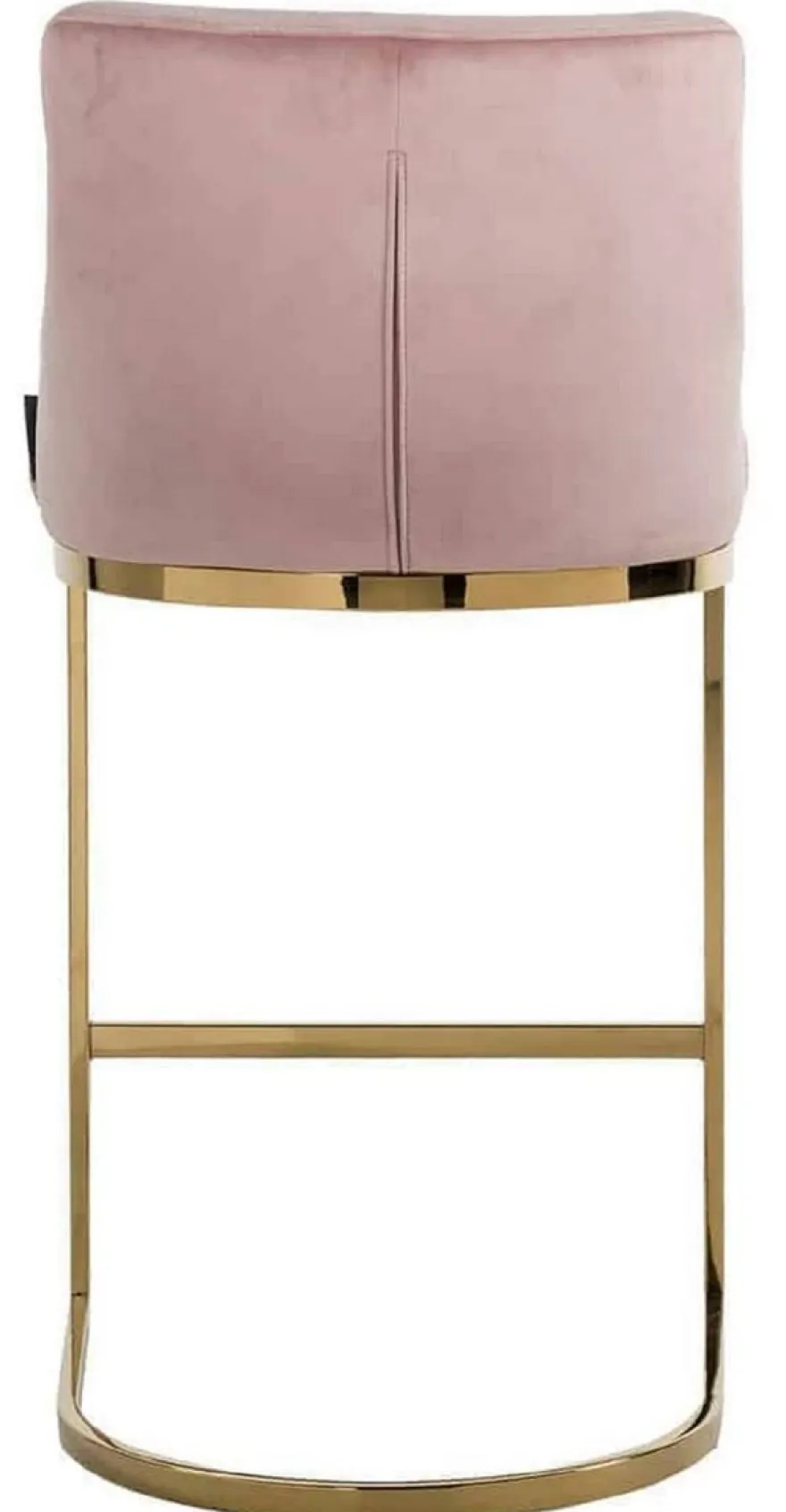 Casa Padrino Luxus Barstuhl Rosa / Gold 48 x 49 x H. 103 cm - Gepolsterter Barhocker mit edlem Samtstoff und Edelstahl Beinen - Luxus Barmöbel