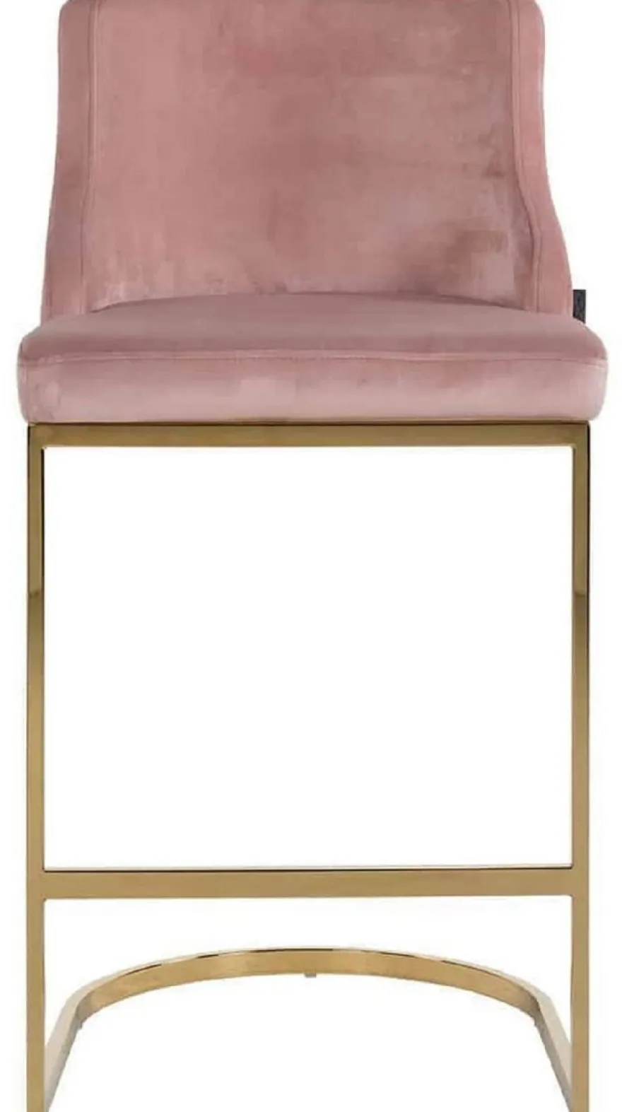 Casa Padrino Luxus Barstuhl Rosa / Gold 48 x 49 x H. 103 cm - Gepolsterter Barhocker mit edlem Samtstoff und Edelstahl Beinen - Luxus Barmöbel
