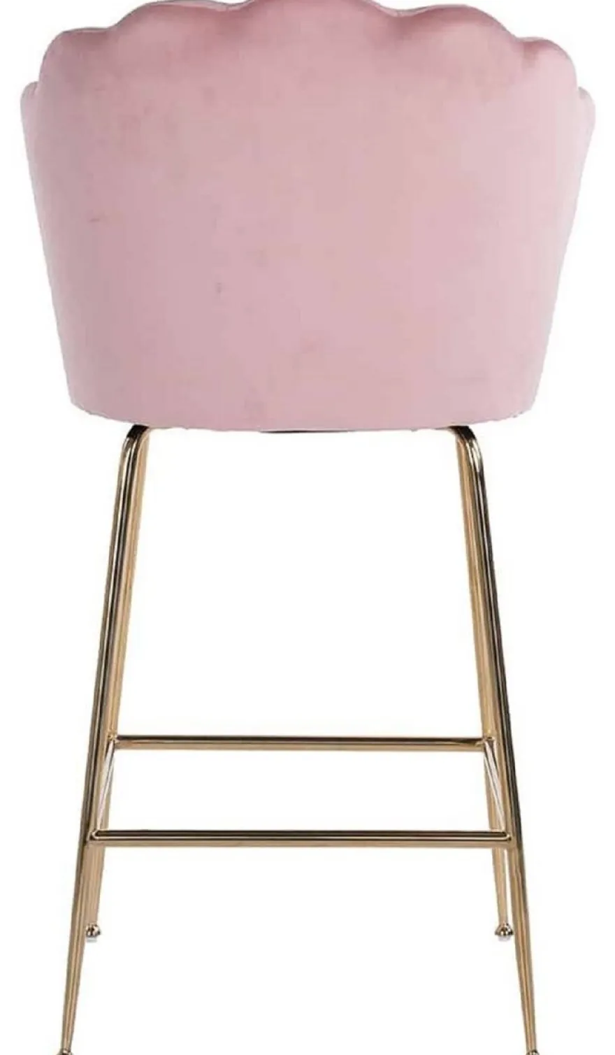 Casa Padrino Luxus Barstuhl Rosa / Gold 51 x 61 x H. 113 cm - Gepolsterter Barhocker mit edlem Samtstoff und Edelstahl Beinen - Luxus Barmöbel