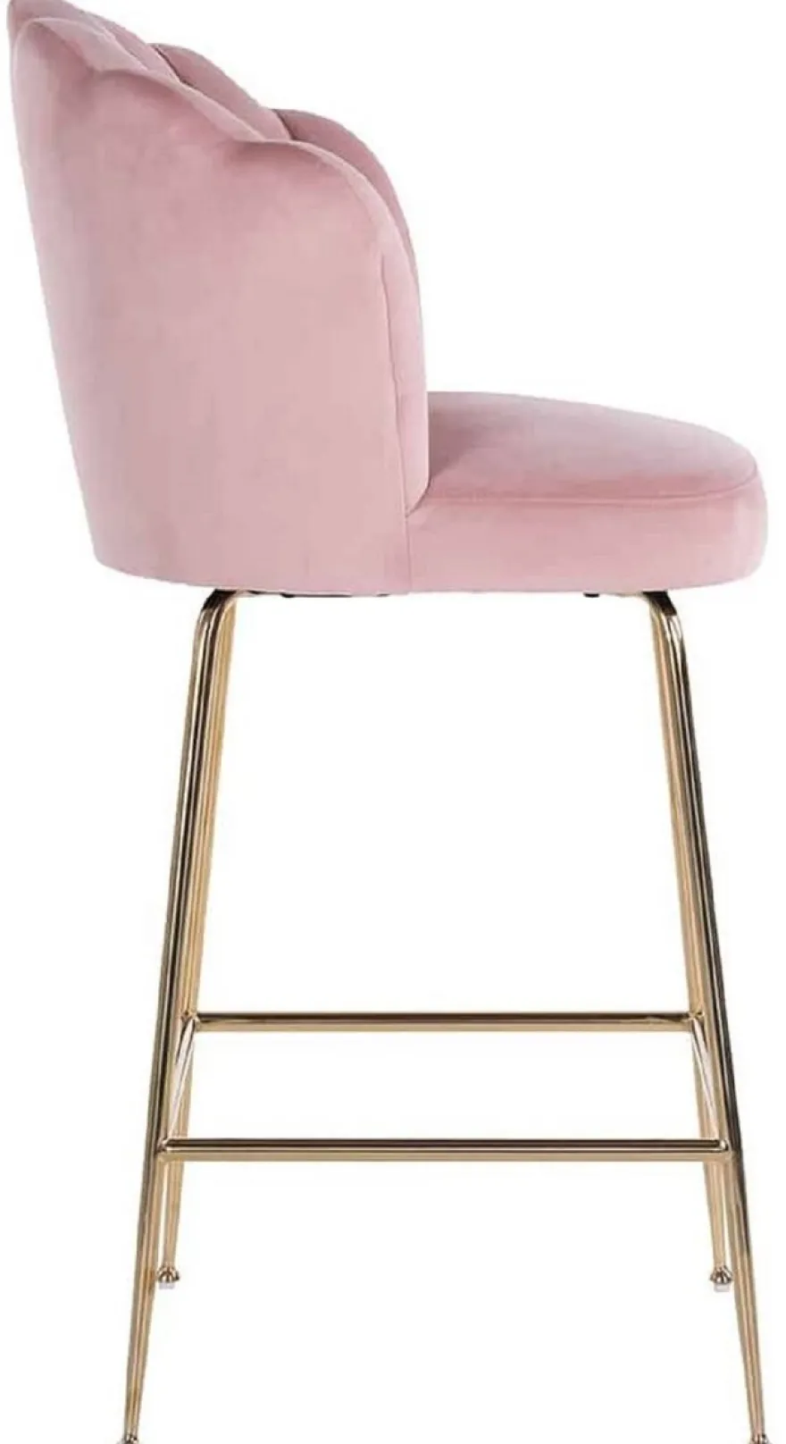 Casa Padrino Luxus Barstuhl Rosa / Gold 51 x 61 x H. 113 cm - Gepolsterter Barhocker mit edlem Samtstoff und Edelstahl Beinen - Luxus Barmöbel