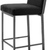 Casa Padrino Luxus Barstuhl Schwarz / Bronze 43 x 54 x H. 101 cm - Designer Edelstahl Barhocker mit Samtstoff - Barmöbel