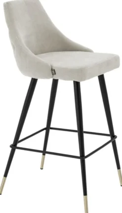Casa Padrino Luxus Barstuhl Sandfarben / Schwarz 47 x 52 x H. 101 cm - Edles Design für exklusive Räume