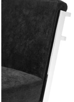Casa Padrino Luxus Barstuhl Schwarz / Silber 43 x 54 x H. 101 cm - Designer Edelstahl Barhocker mit Samtstoff - Barmöbel