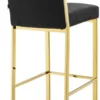 Casa Padrino Luxus Barstuhl Schwarz / Gold 43 x 54 x H. 101 cm - Designer Edelstahl Barhocker mit Samtstoff - Barmöbel