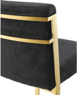 Casa Padrino Luxus Barstuhl Schwarz / Gold 43 x 54 x H. 101 cm - Designer Edelstahl Barhocker mit Samtstoff - Barmöbel