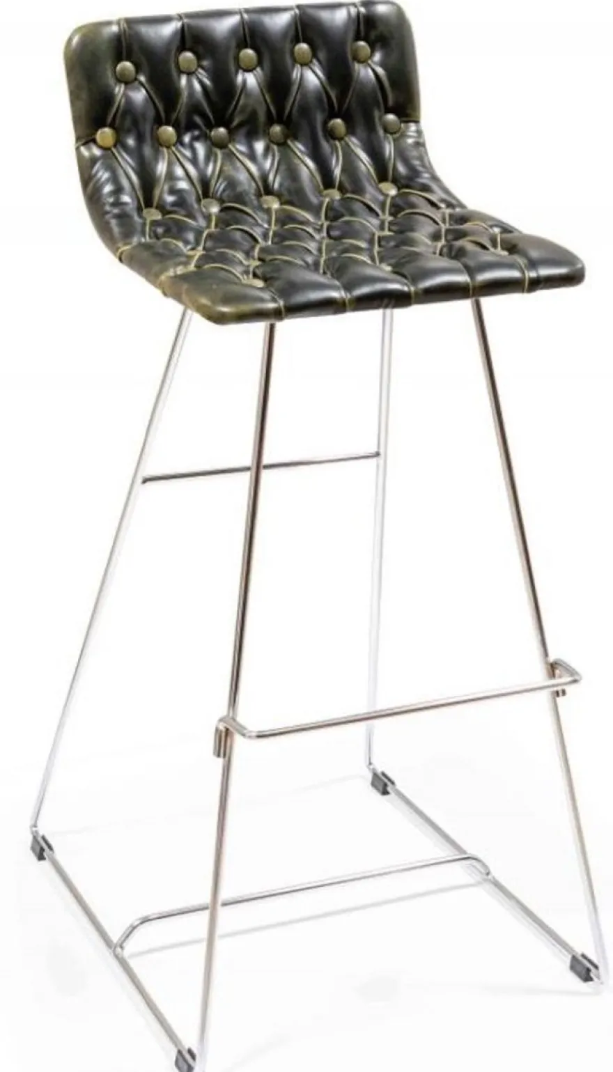 Casa Padrino Luxus Barstuhl Set Schwarz / Gold / Silber 37 x 33 x H. 90 cm - Moderne Barstühle mit Kunstleder - Garten Gastronomie Bar Möbel
