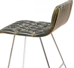 Casa Padrino Luxus Barstuhl Set Schwarz / Gold / Silber 37 x 33 x H. 90 cm - Moderne Barstühle mit Kunstleder - Garten Gastronomie Bar Möbel
