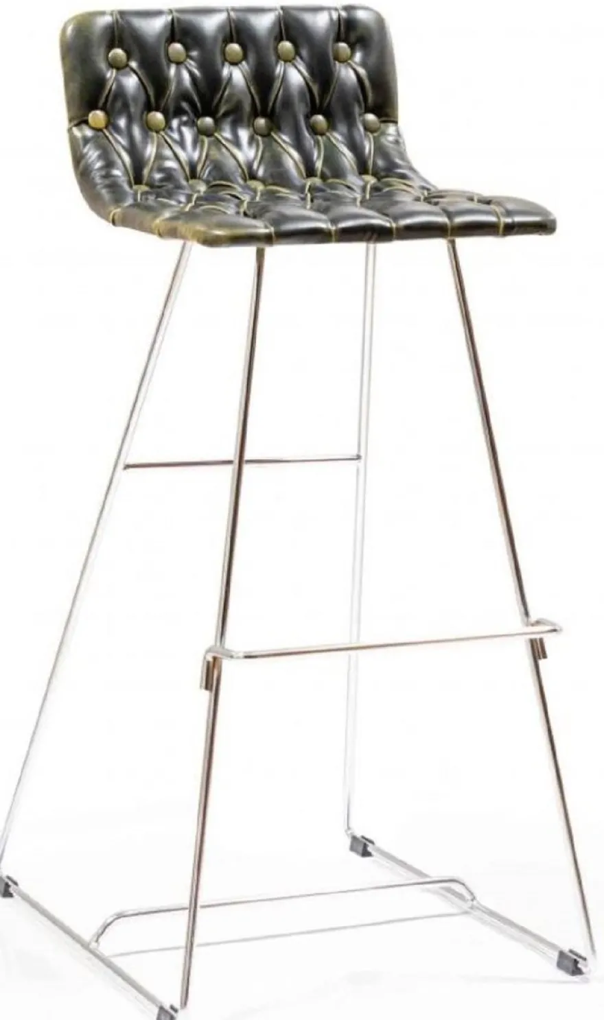 Casa Padrino Luxus Barstuhl Set Schwarz / Gold / Silber 37 x 33 x H. 90 cm - Moderne Barstühle mit Kunstleder - Garten Gastronomie Bar Möbel