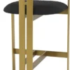 Casa Padrino Luxus Barstuhl Schwarz / Messing 53 x 44,5 x H. 107 cm - Gepolsterter Edelstahl Barhocker - Luxus Barmöbel